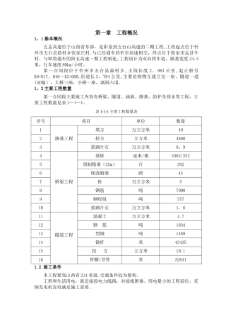 五盂高速第一合同段总体施工组织设计