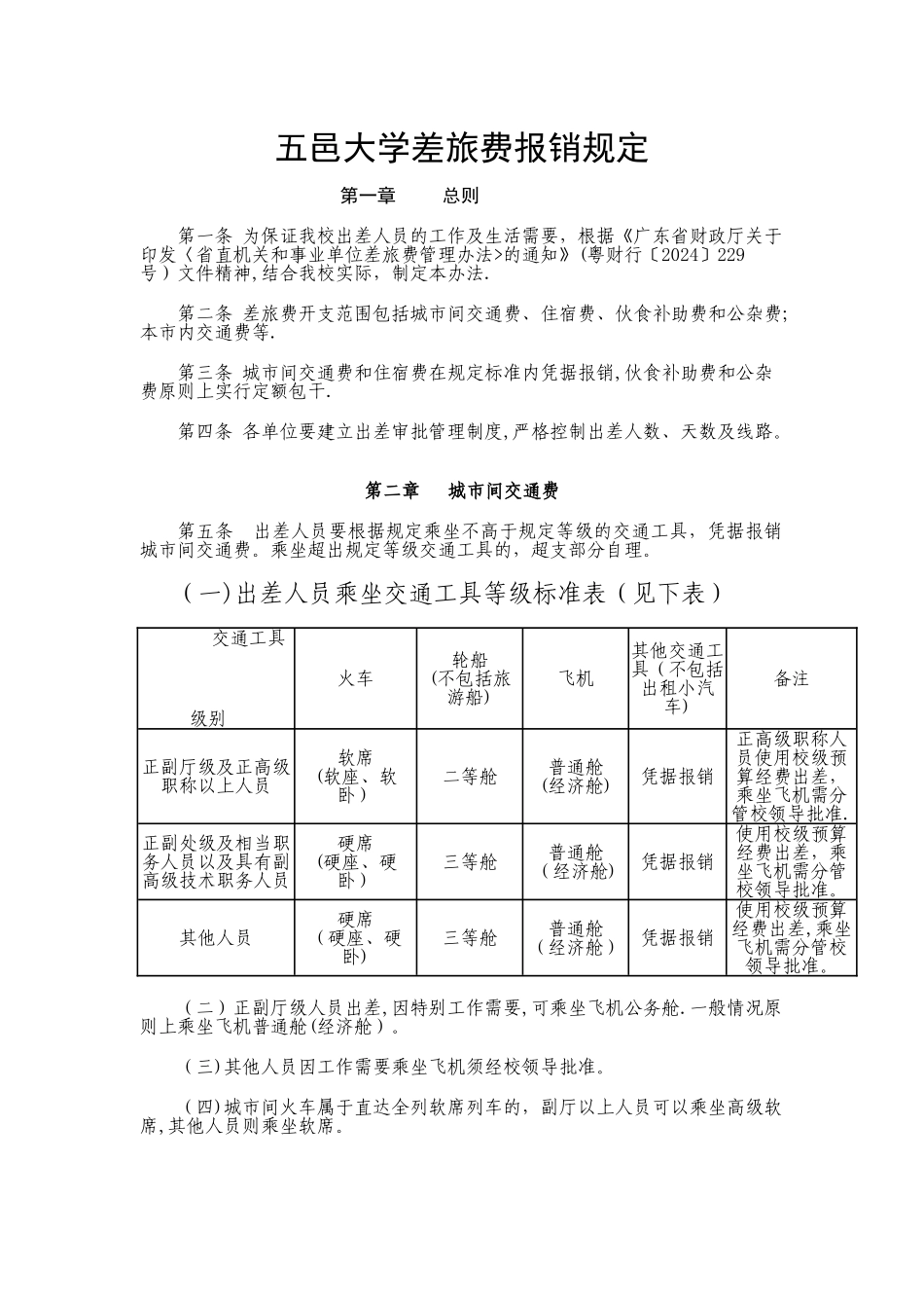五邑大学差旅费报销规定_第1页