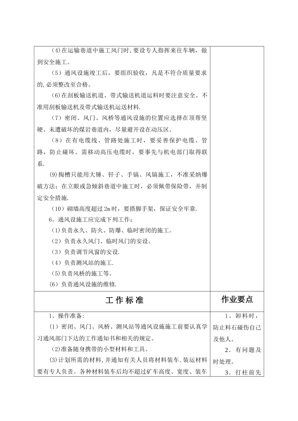 井下通风设施工岗位技术工作标准DOC_第2页