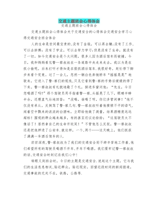 交通主题班会心得体会