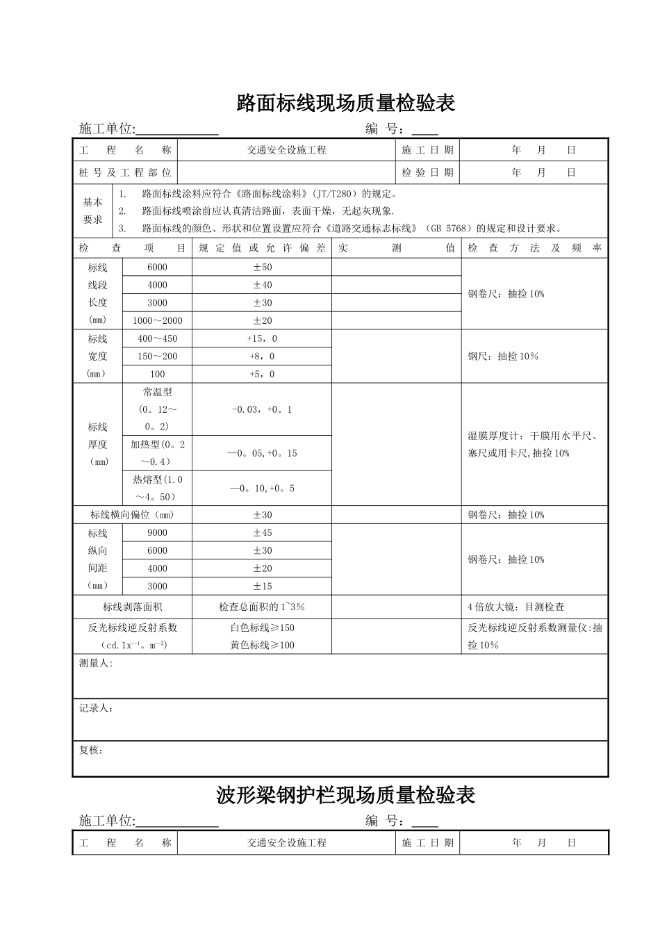交通安全设施现场检测表格_第2页