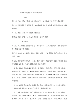 产业中心绩效积分管理办法