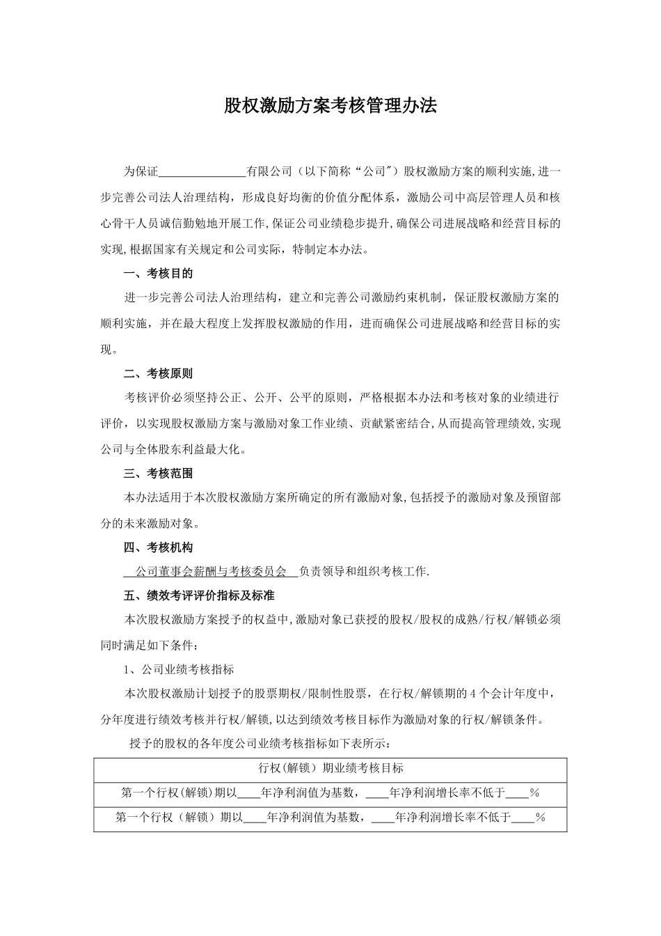 京师智库黄子.-股权激励方案考核管理办法.股权激励配套文件_第1页