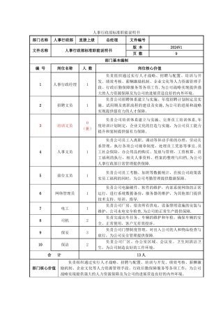 人事行政部职能说明书