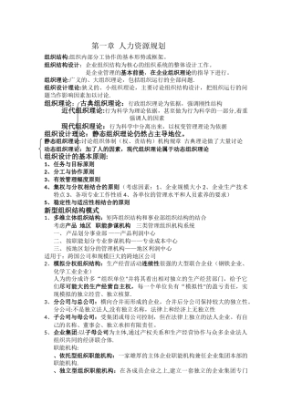 人力资源二级第一章人力资源规划笔记