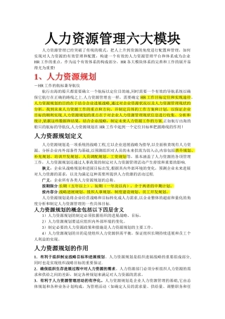 人力资源六大模块培训资料