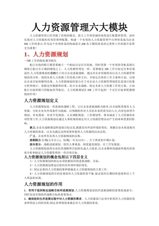 人力资源六大模块最新