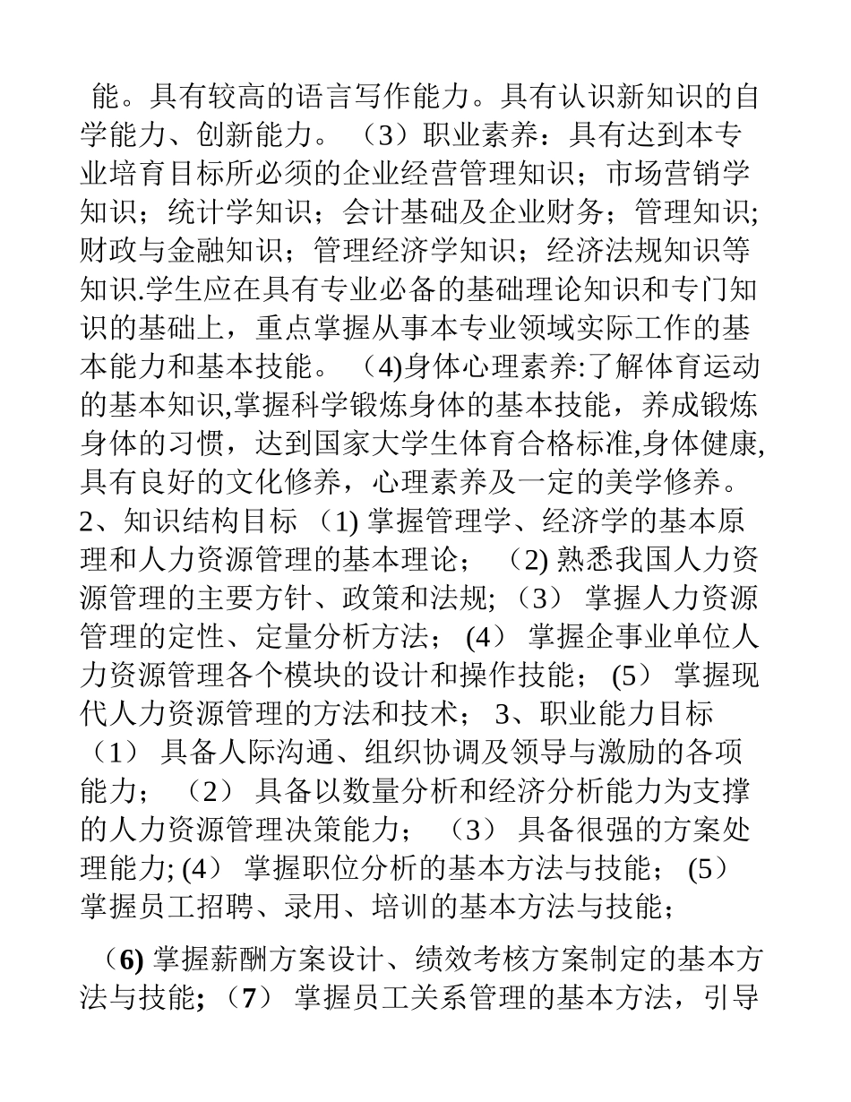 人力资源管理专业教学标准_第3页