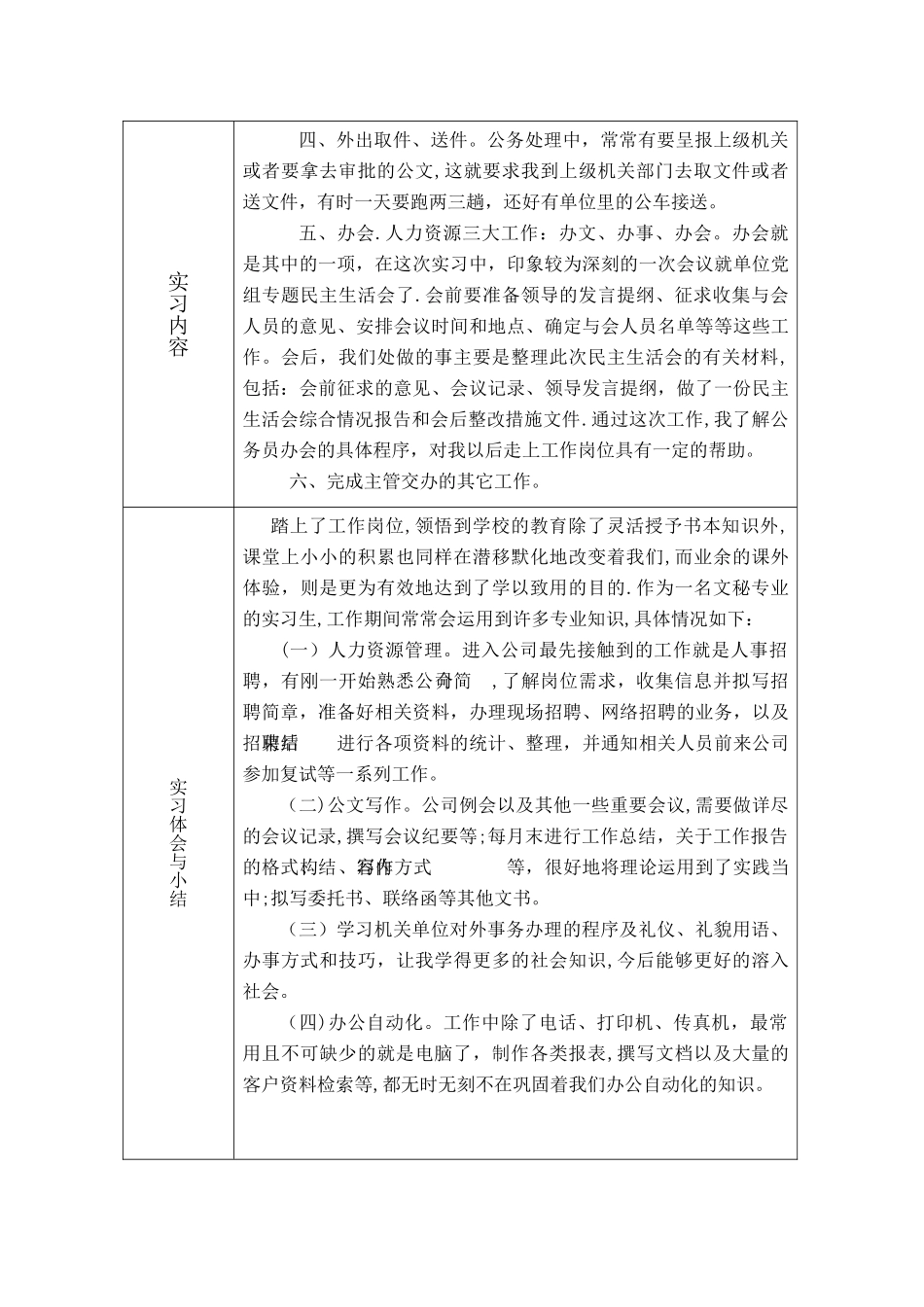 人力资源管理专业毕业生实习报告_第2页