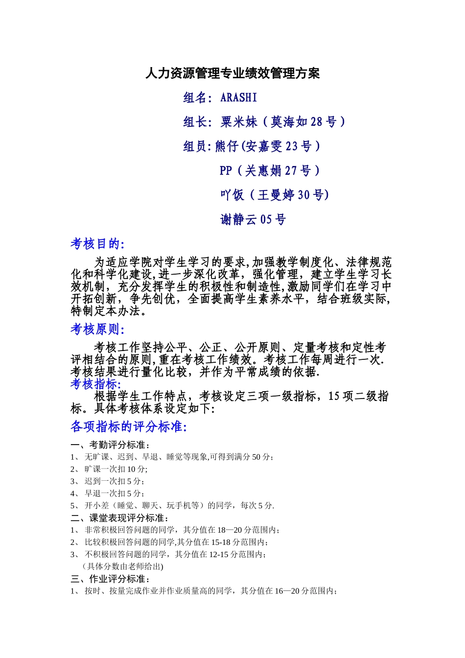 人力资源管理专业绩效管理方案_第1页