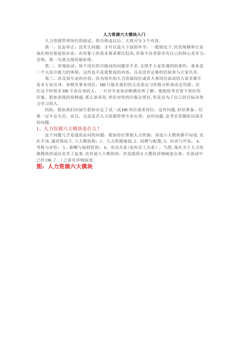 人力资源管理六大模块入门_第1页