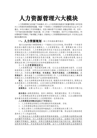 人力资源管理六大模块分析手册