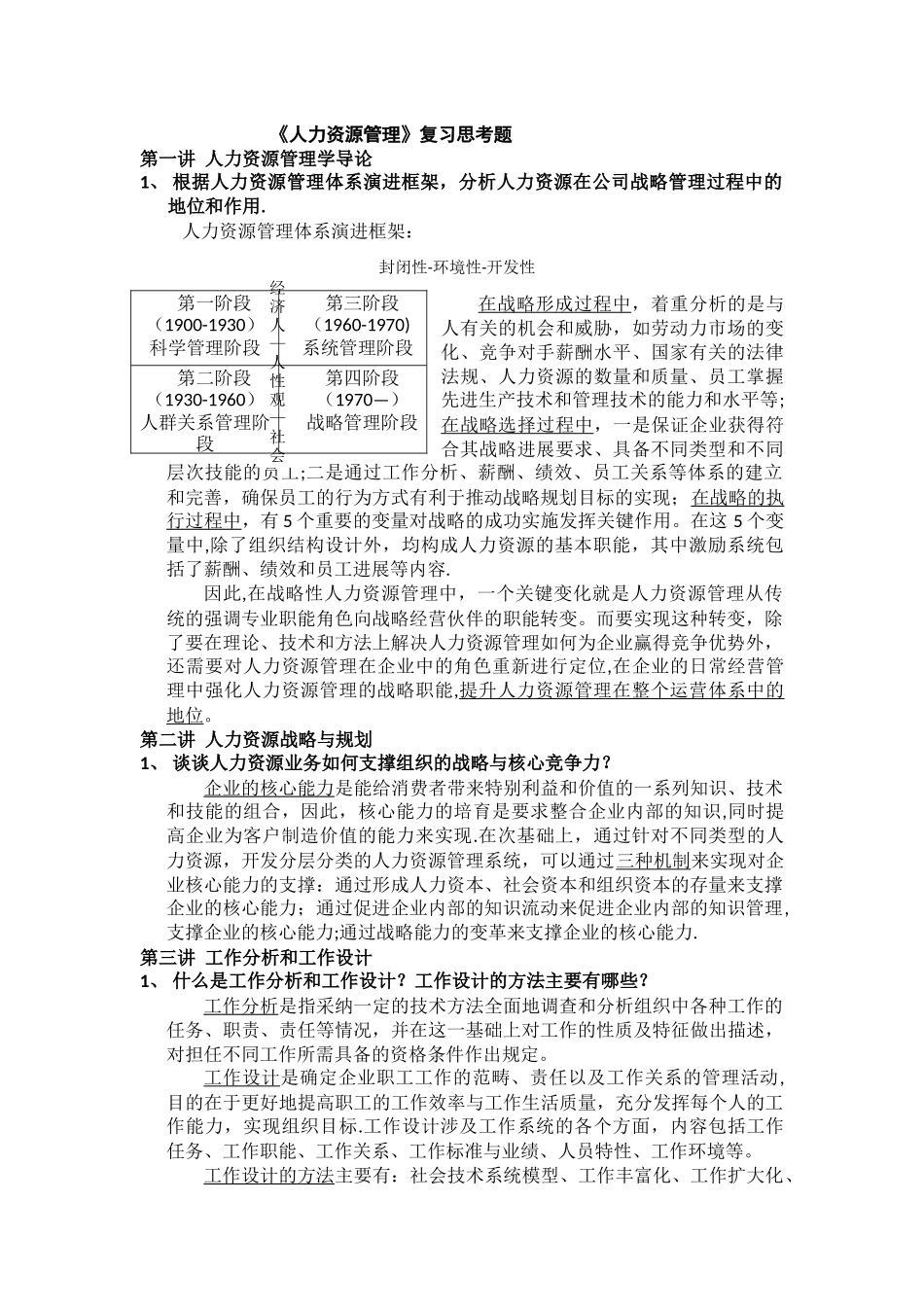 人力资源管理复习ziliao_第1页