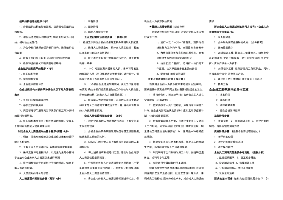 人力资源管理师二级简答题重点_第1页