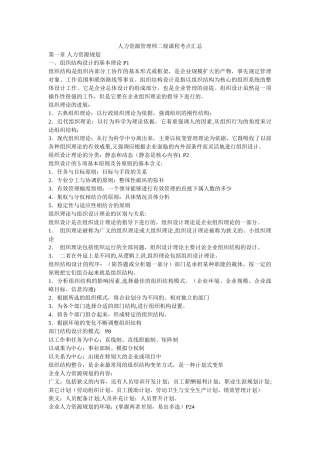 人力资源管理师二级课程考点汇总