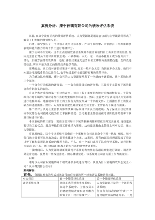 人力资源管理康宁绩效评估系统案例分析