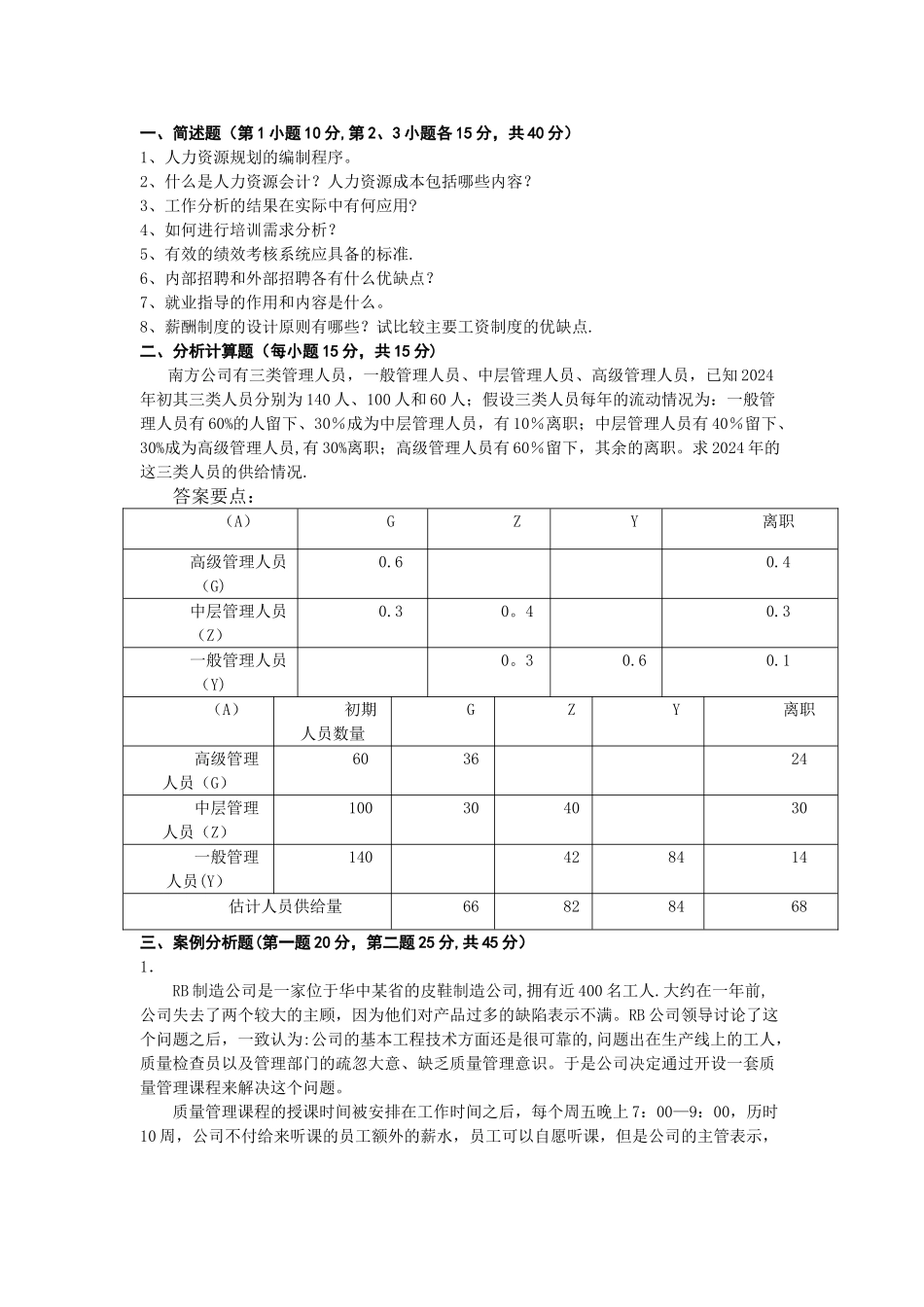 人力资源管理期末复习提纲_第1页