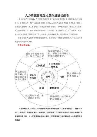 人力资源管理盘点及改进建议报告