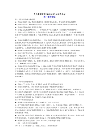 人力资源管理知识点总结