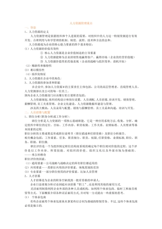 人力资源管理管理重点
