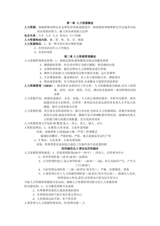 人力资源管理考试大纲精华整理复习宝典