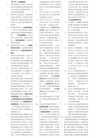 人力资源管理考试要点(便条版)
