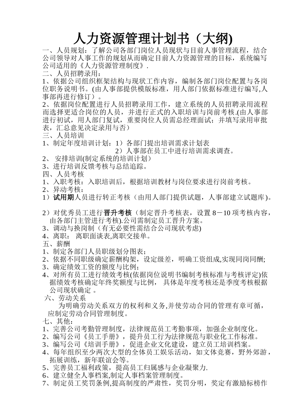 人力资源管理计划书_第1页