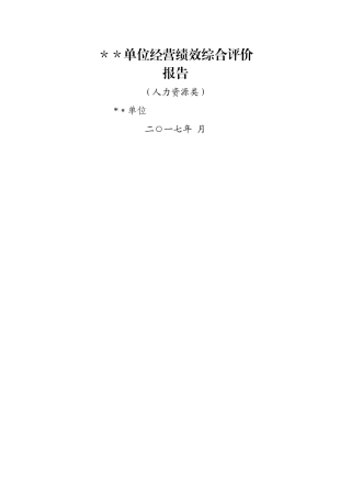 人力资源综合评价报告模板