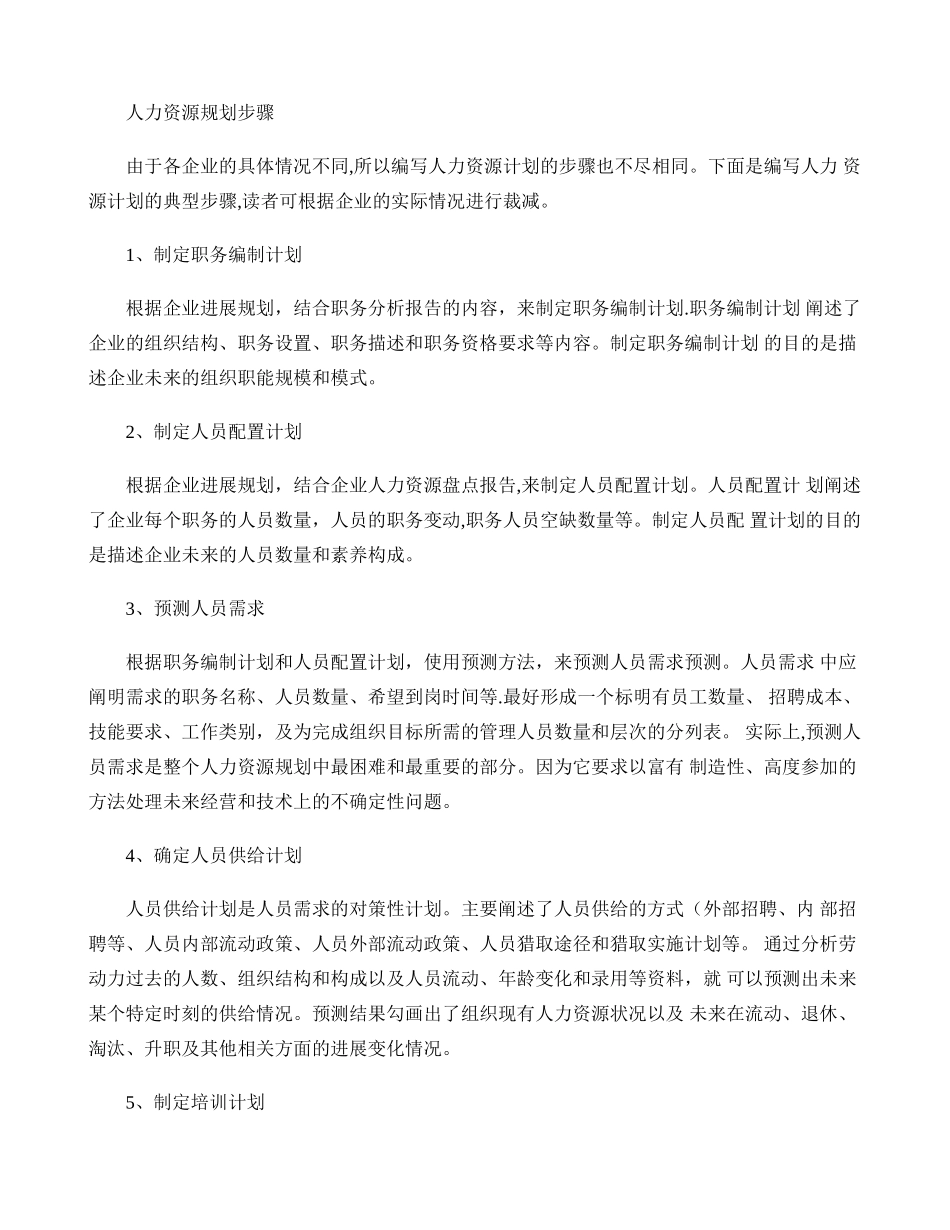 人力资源规划步骤(精)_第1页