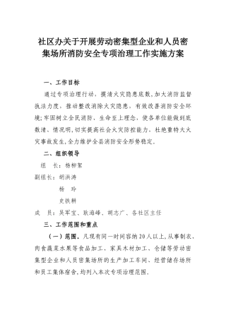 人员密集场所消防安全专项整治实施方案