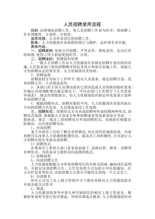 人员招聘录用流程