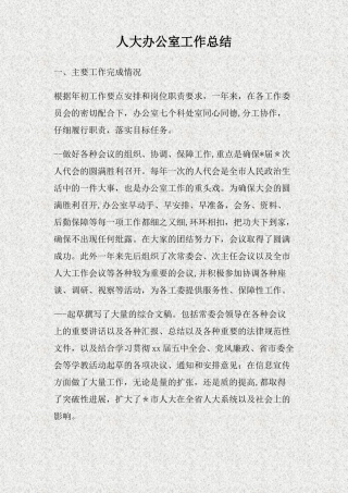 人大办公室工作总结