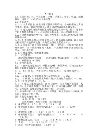 人工挖土施工方案