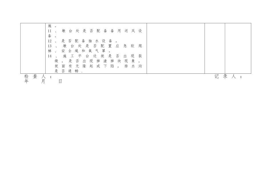 人工挖孔桩安全检查记录表_第2页