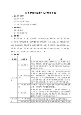 人才培养方案财务管理