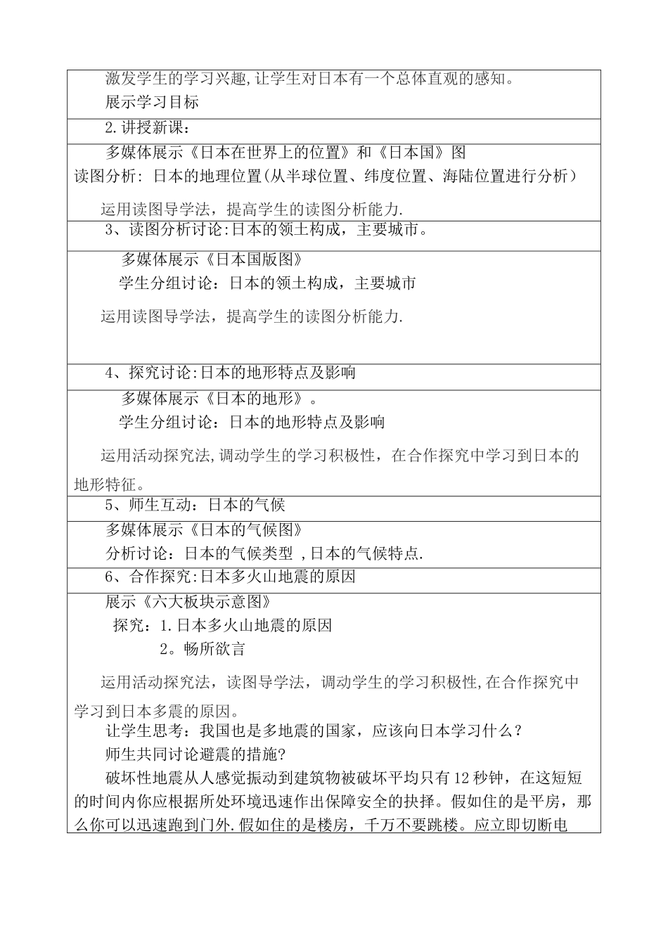 人教版七年级下册地理《日本》说课稿_第3页