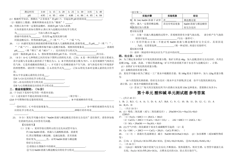 人教版九年级化学第十单元测试题及答案_第2页