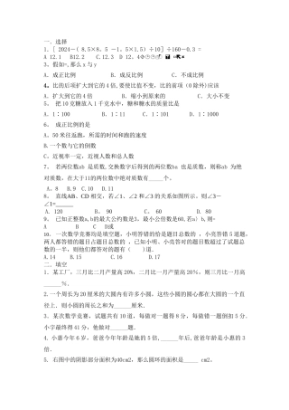 人教版六年级数学小升初试题及答案