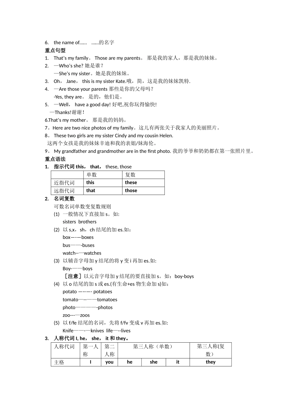 人教版英语七年级上册所有单元知识点总结_第2页