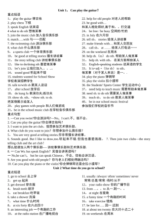 人教版英语七年级下册重点短语归纳