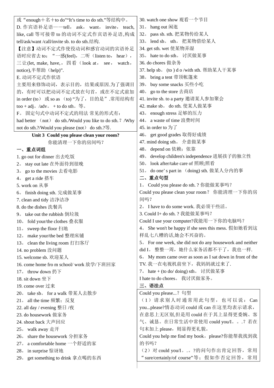 人教版英语八年级下册重点词组、句型及语法点汇总_第3页