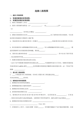 人教版高中生物选修三流程图