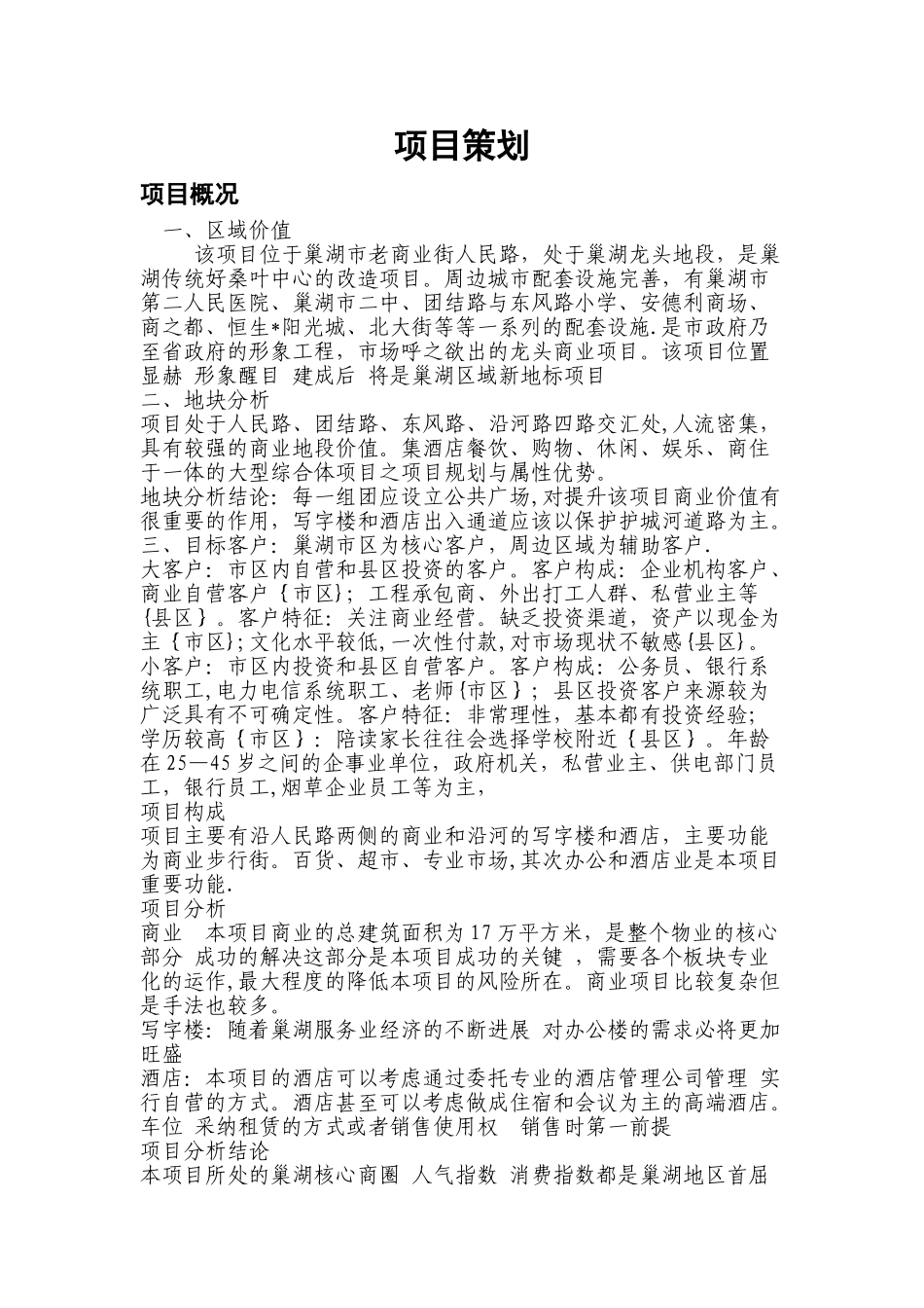 人民路商业房地产项目策划摘要_第1页