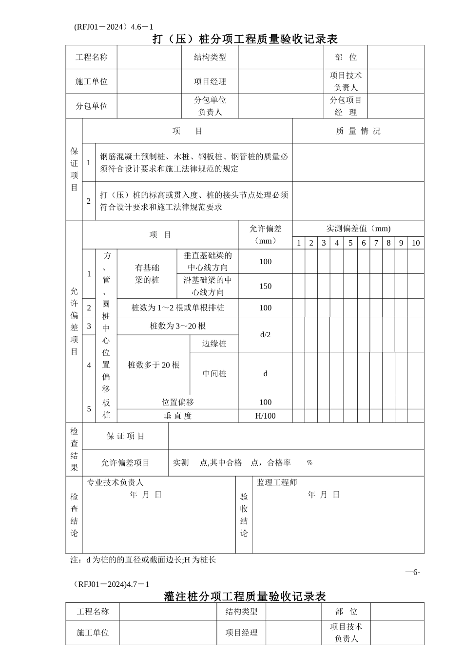 人民防空工程施工检验批表格样本_第2页