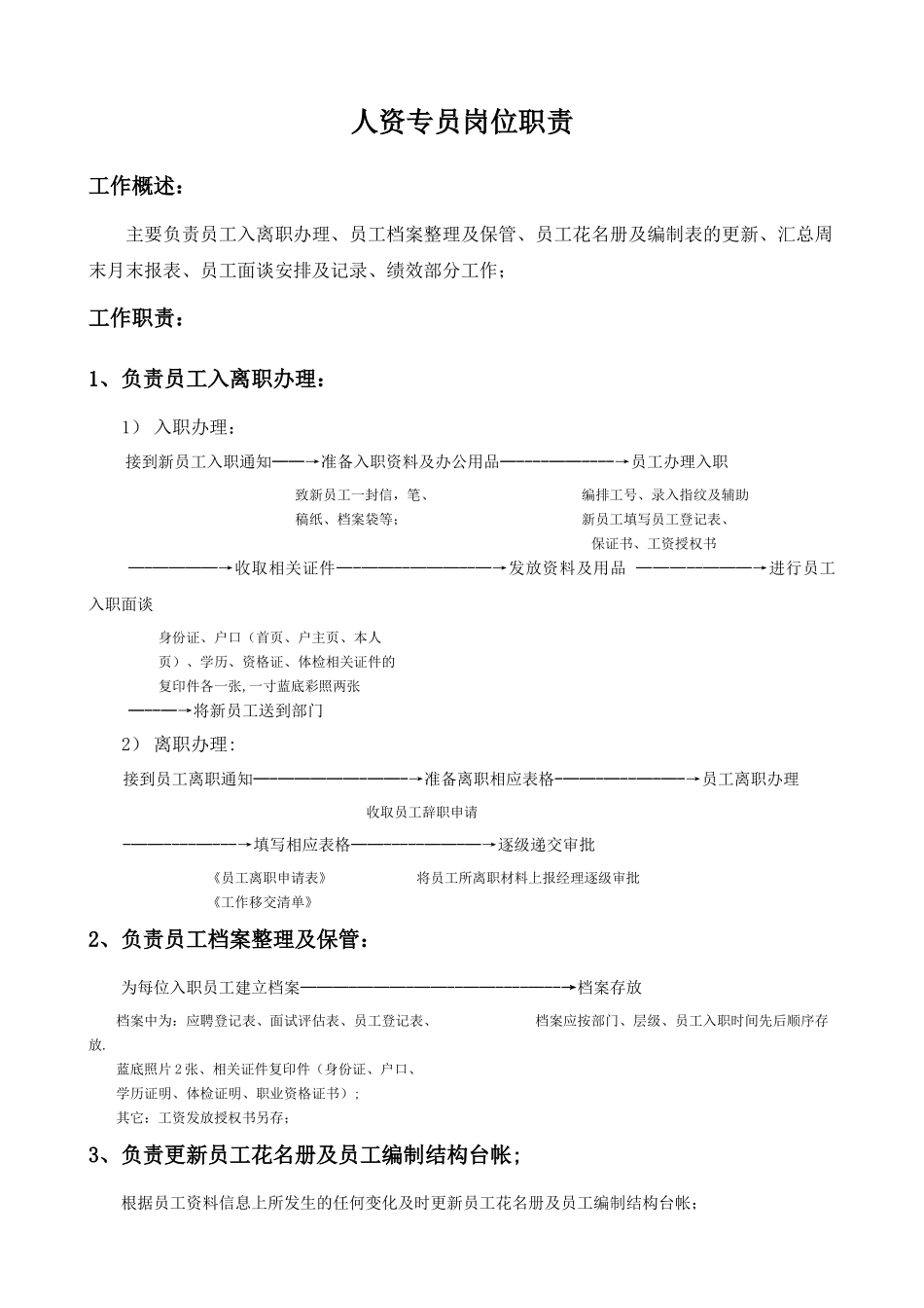 人资专员岗位职责_第1页