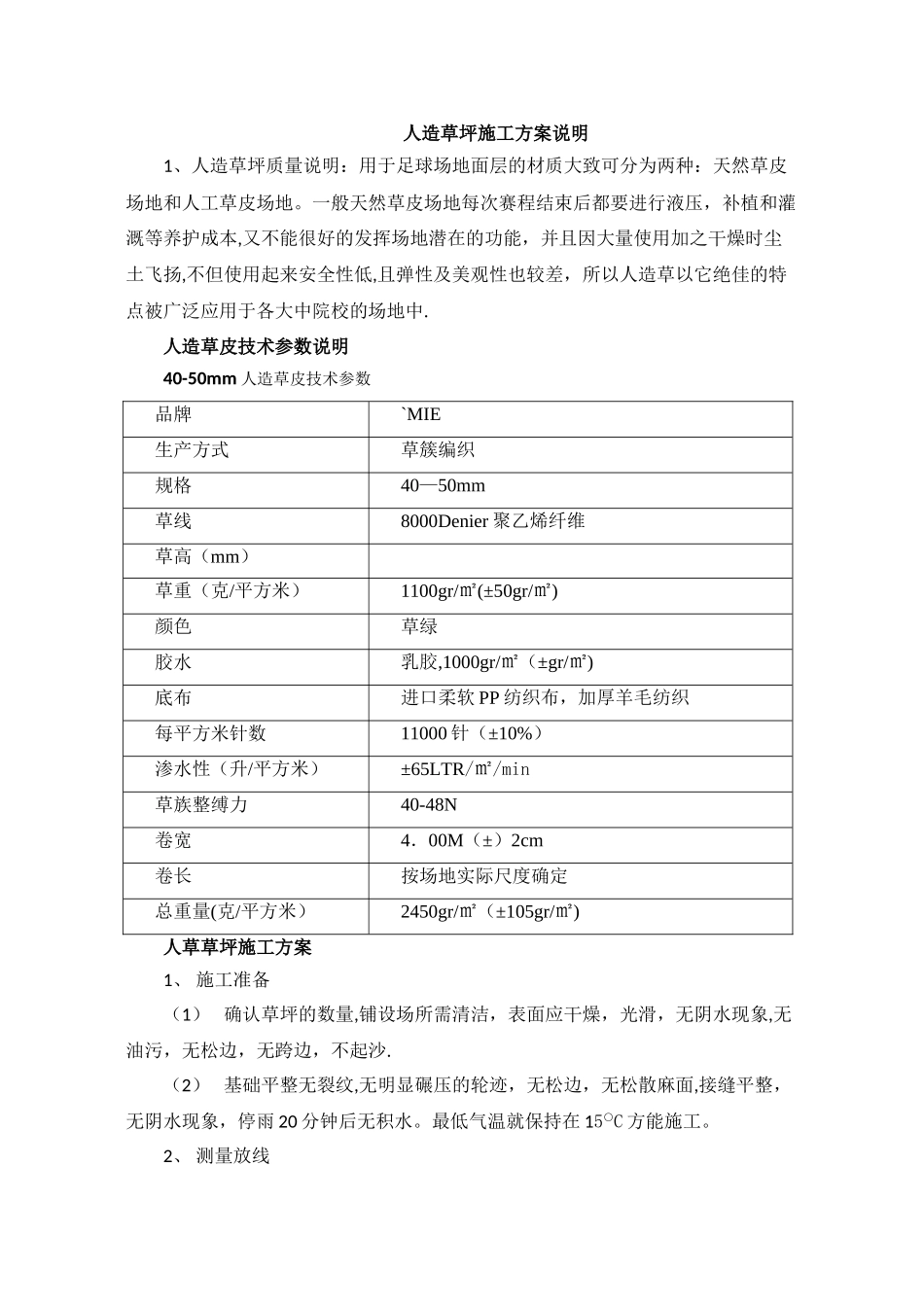 人造草坪施工方案说明_第1页