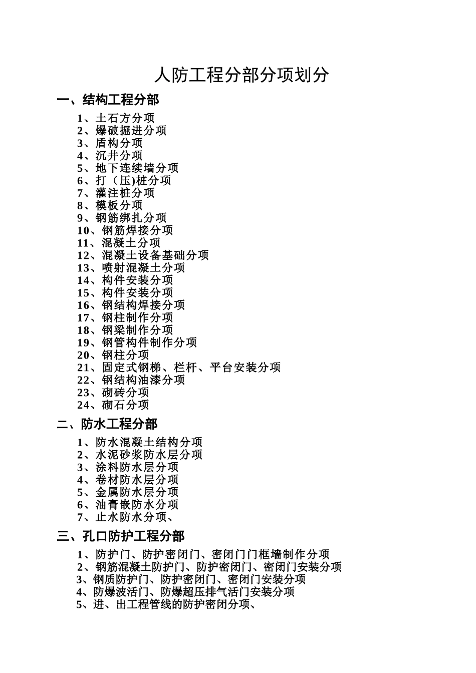 人防工程分部分项划分_第1页