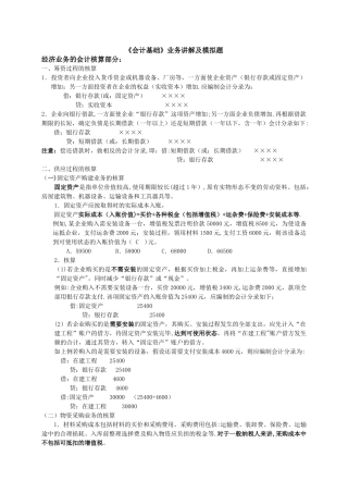 从业资格《会计基础》业务讲解及模拟题
