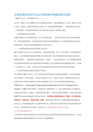 从典型分析案例分析刊企业内部控制环境建设的必要性