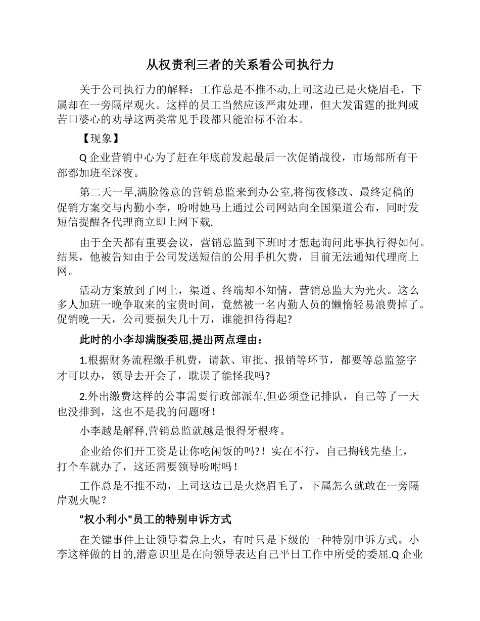 从权责利三者的关系看公司执行力_第1页